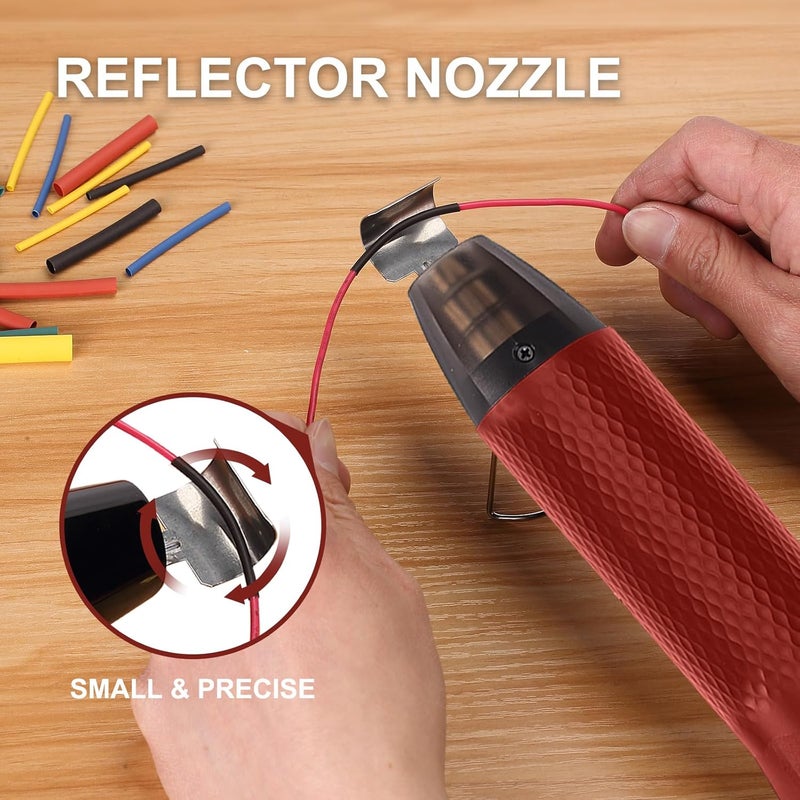CUBEWAY Mini Heat Gun 350W, 2-Temp Settings 392°F & 662°F,Fast Heat Hot Air Gun Tool with 2 Reflector Nozzle and and 6.56Ft Long Cable for Crafting, Vinyl Wrap and Shrink Tubing - Image 5